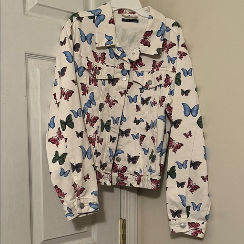 Butterfly Print Jean Jacket